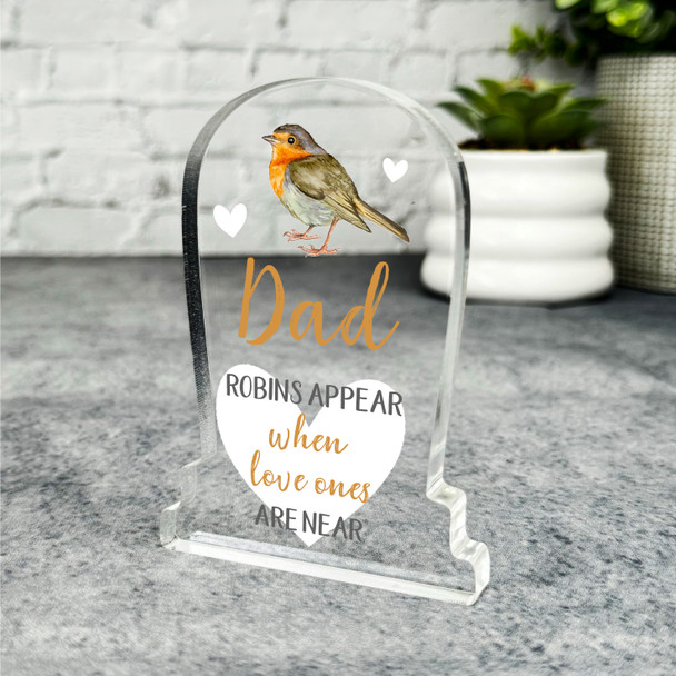 Dad Robin Heart Gravestone Plaque Sympathy Gift Keepsake Memorial Gift