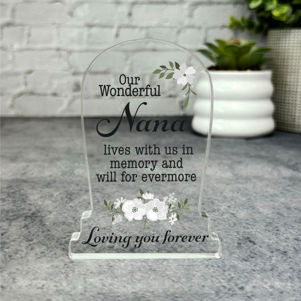 Nana White Floral Gravestone Plaque Sympathy Gift Keepsake Memorial Gift