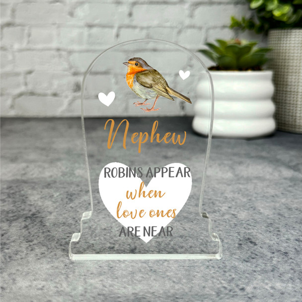 Nephew Robin Heart Gravestone Plaque Sympathy Gift Keepsake Memorial Gift