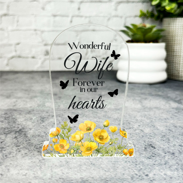 Wife Yellow Floral Gravestone Plaque Sympathy Gift Keepsake Memorial Gift