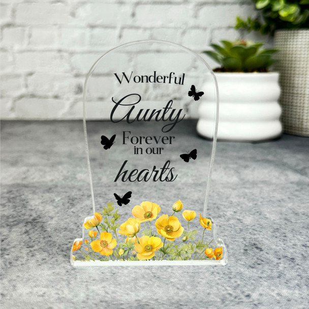 Aunty Yellow Floral Gravestone Plaque Sympathy Gift Keepsake Memorial Gift