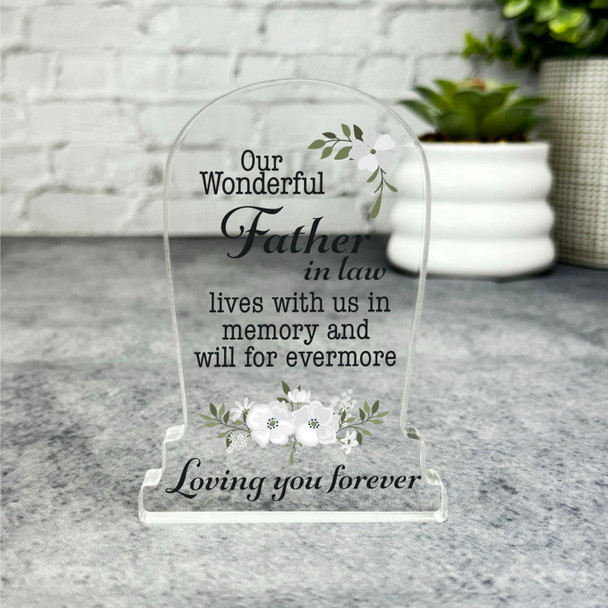 Father-In-Law White Gravestone Plaque Sympathy Gift Keepsake Memorial Gift