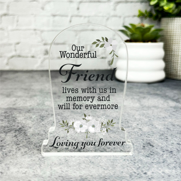 Friend White Floral Gravestone Plaque Sympathy Gift Keepsake Memorial Gift