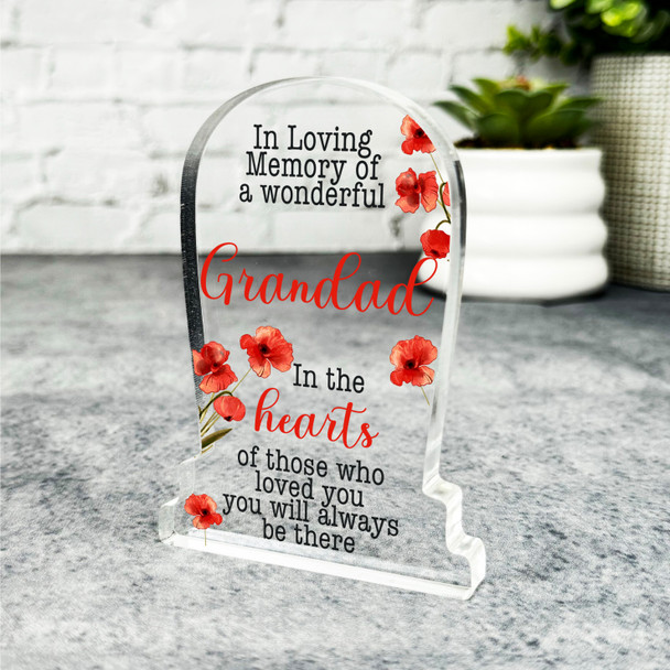 Grandad Poppy Seeds Gravestone Plaque Sympathy Gift Keepsake Memorial Gift