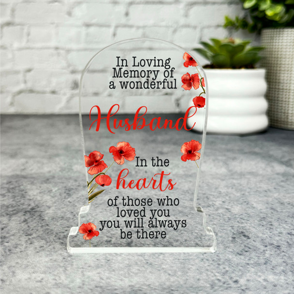 Husband Poppy Seeds Gravestone Plaque Sympathy Gift Keepsake Memorial Gift