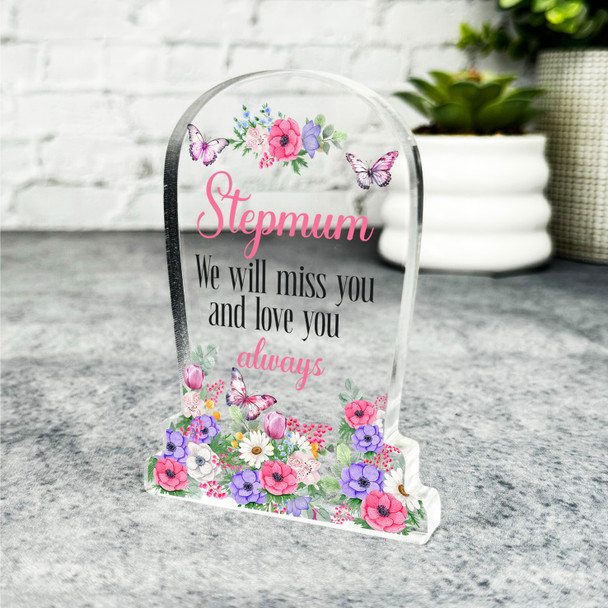 Stepmum Pink Purple Gravestone Plaque Sympathy Gift Keepsake Memorial Gift