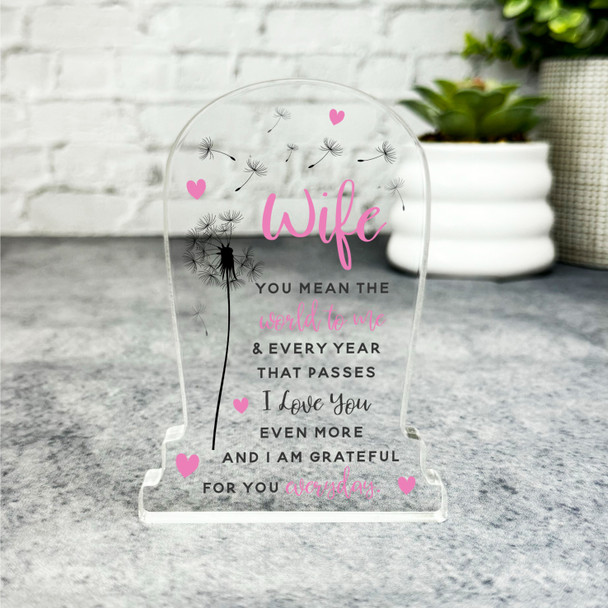 Wife Pink Dandelion Gravestone Plaque Sympathy Gift Keepsake Memorial Gift