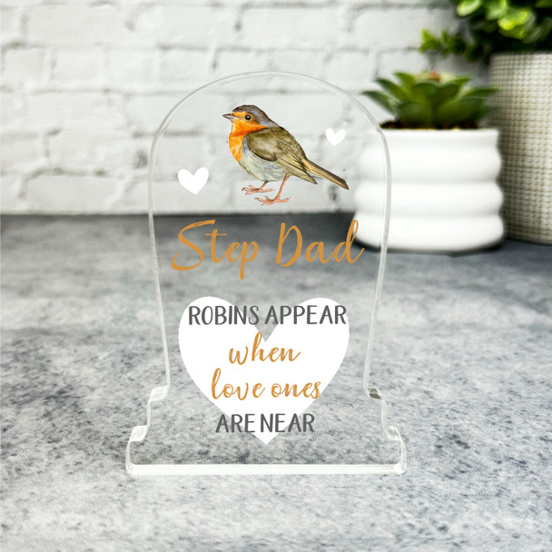 Stepdad Robin Heart Gravestone Plaque Sympathy Gift Keepsake Memorial Gift