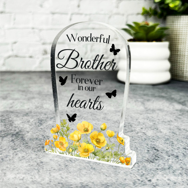 Brother Yellow Floral Gravestone Plaque Sympathy Gift Keepsake Memorial Gift