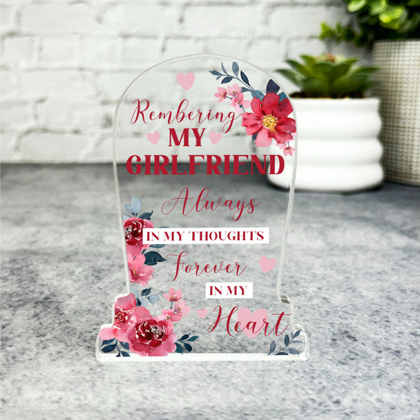 Girlfriend Red Flower Gravestone Plaque Sympathy Gift Keepsake Memorial Gift