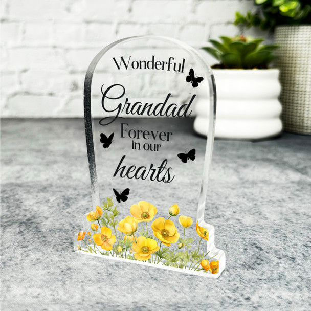 Grandad Yellow Floral Gravestone Plaque Sympathy Gift Keepsake Memorial Gift