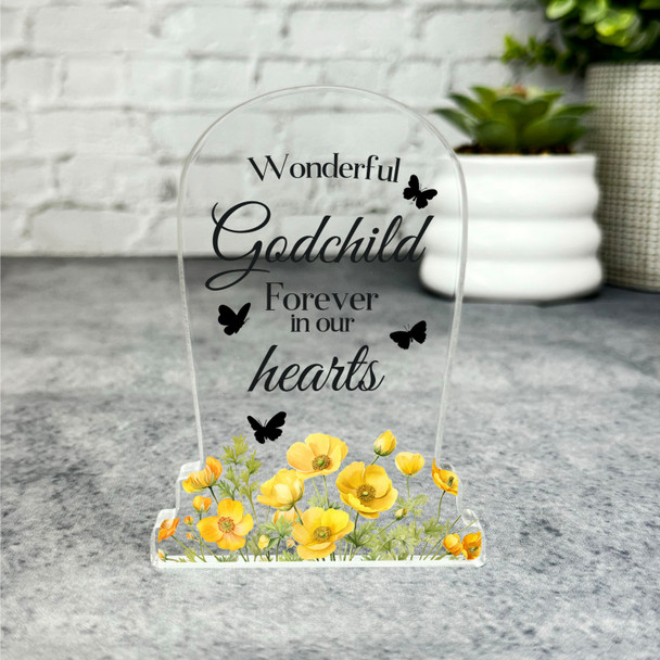 Godchild Yellow Floral Gravestone Plaque Sympathy Gift Keepsake Memorial Gift