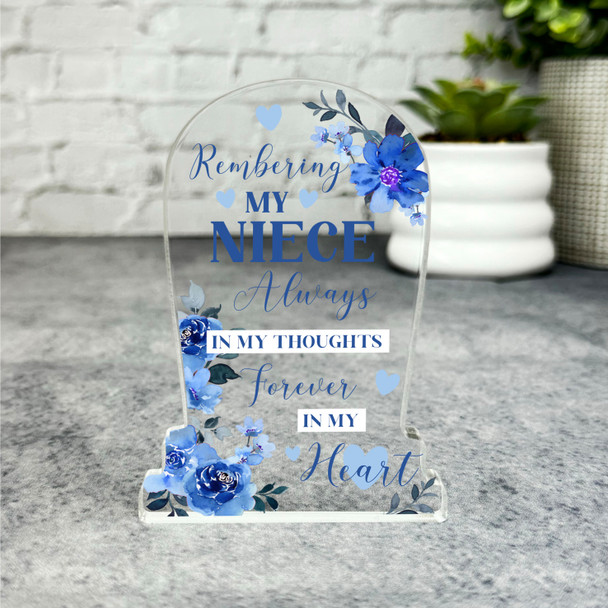 Niece Female Blue Flower Gravestone Plaque Sympathy Gift Keepsake Memorial Gift