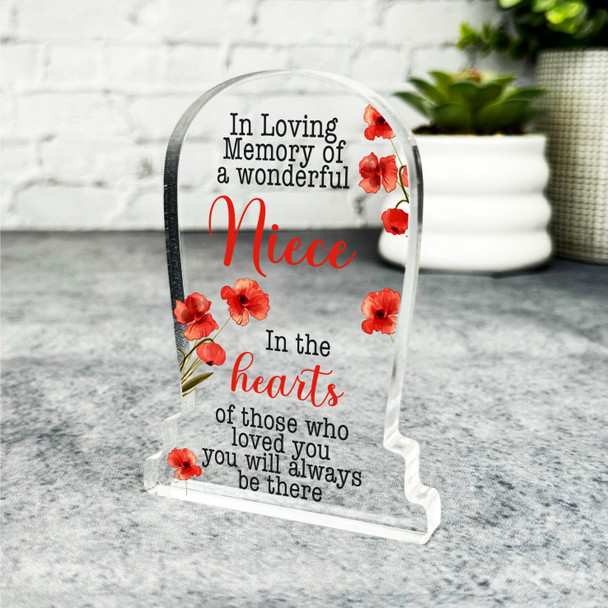 Niece Poppy Seeds Floral Gravestone Plaque Sympathy Gift Keepsake Memorial Gift