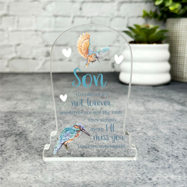 Son Kingfisher Bird Blue Gravestone Plaque Sympathy Gift Keepsake Memorial Gift