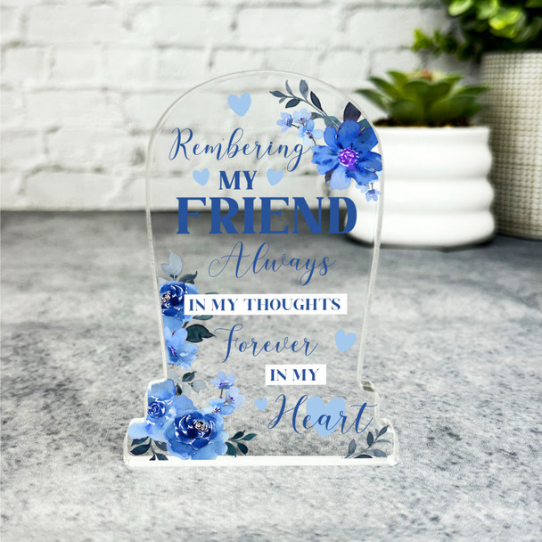 Friend Female Blue Flower Gravestone Plaque Sympathy Gift Keepsake Memorial Gift