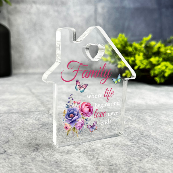 Custom Ornament Floral Family Heart House Plaque Keepsake Gift