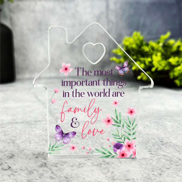 Custom Ornament Floral Family & Love Heart House Plaque Keepsake Gift