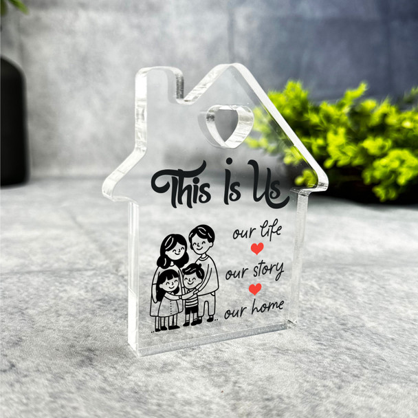 Custom Ornament This Is Us Family Doodle Heart House Plaque Keepsake Gift