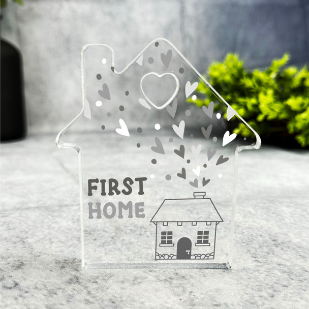 Custom Ornament Grey First Gift For New Home Hearts House Plaque Keepsake Gift