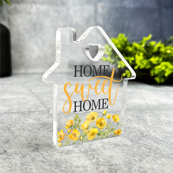 Custom Ornament Yellow Floral Home Sweet Home Heart House Plaque Keepsake Gift