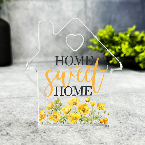 Custom Ornament Yellow Floral Home Sweet Home Heart House Plaque Keepsake Gift