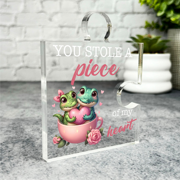 Custom Ornament Cute Crocodile Romantic Puzzle Plaque Keepsake Gift