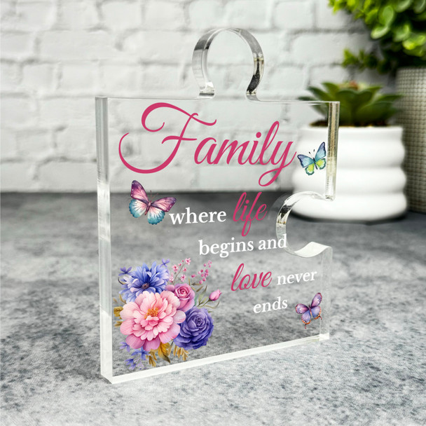 Custom Ornament Floral Butterflies Family Puzzle Plaque Keepsake Gift