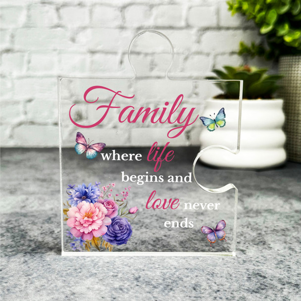 Custom Ornament Floral Butterflies Family Puzzle Plaque Keepsake Gift