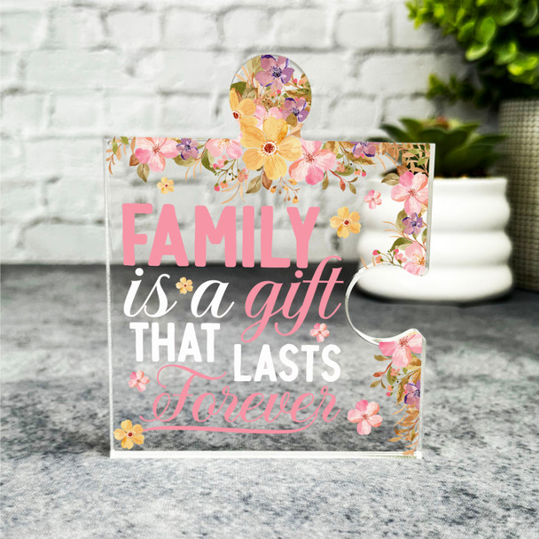 Custom Ornament Watercolour Pink Yellow Family Puzzle Plaque Keepsake Gift