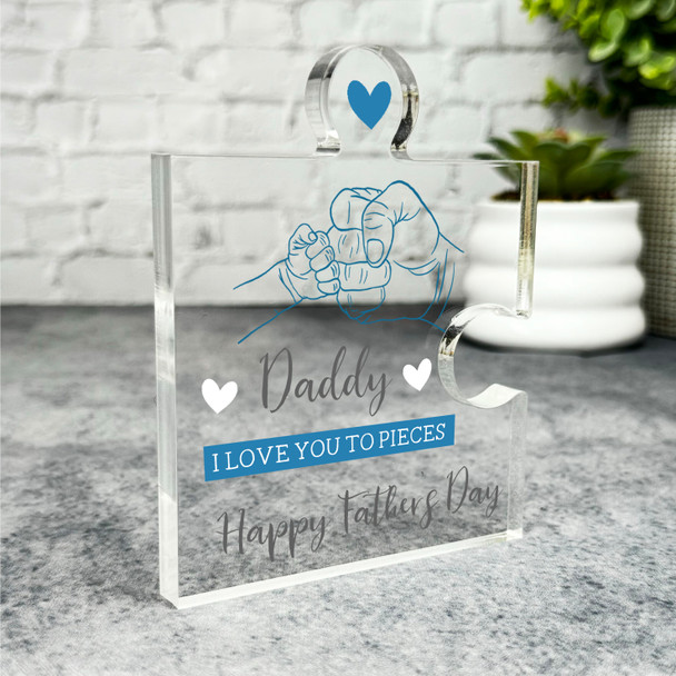 Daddy Fist Bump Blue Father's Day Present Love You Puzzle Plaque Keepsake Gift