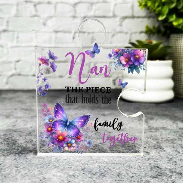 Gift For Nan Piece That Holds Family Together Purple Puzzle Plaque Keepsake Gift