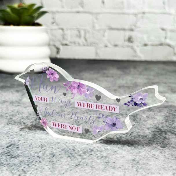 Nan Purple Flower Robin Plaque Sympathy Gift Keepsake Memorial Gift