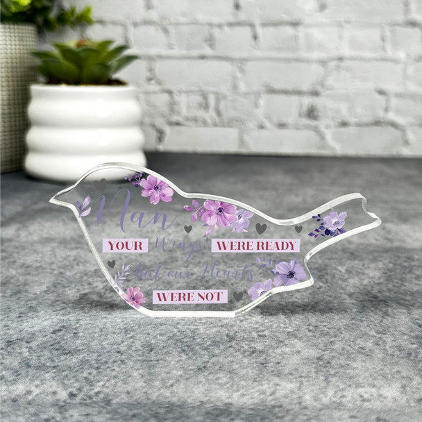 Nan Purple Flower Robin Plaque Sympathy Gift Keepsake Memorial Gift