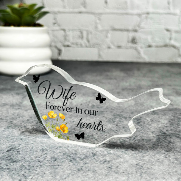 Wife Yellow Floral Robin Plaque Sympathy Gift Keepsake Memorial Gift