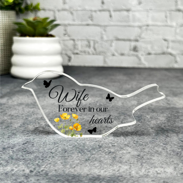 Wife Yellow Floral Robin Plaque Sympathy Gift Keepsake Memorial Gift