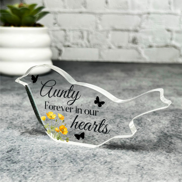 Aunty Yellow Floral Robin Plaque Sympathy Gift Keepsake Memorial Gift