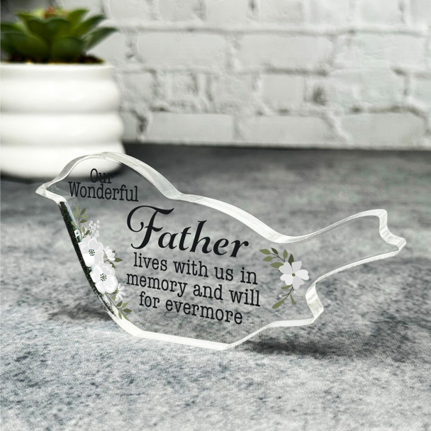 Father White Floral Robin Plaque Sympathy Gift Keepsake Memorial Gift