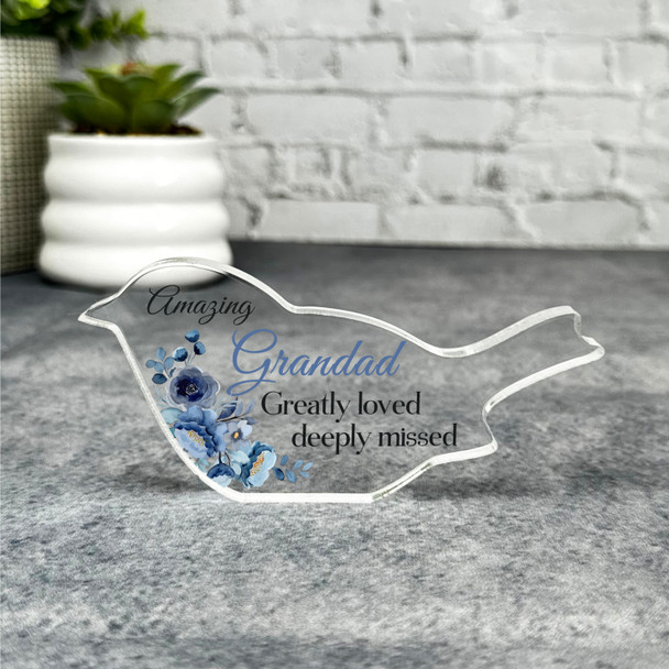 Grandad Blue Floral Robin Plaque Sympathy Gift Keepsake Memorial Gift