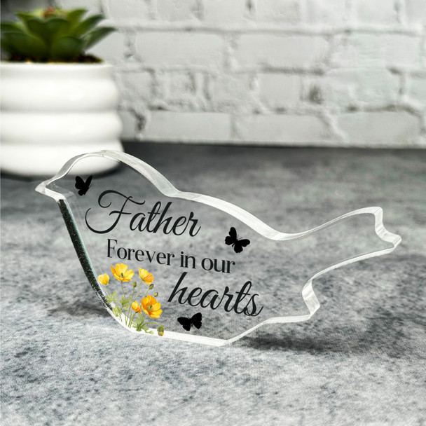 Father Yellow Floral Robin Plaque Sympathy Gift Keepsake Memorial Gift