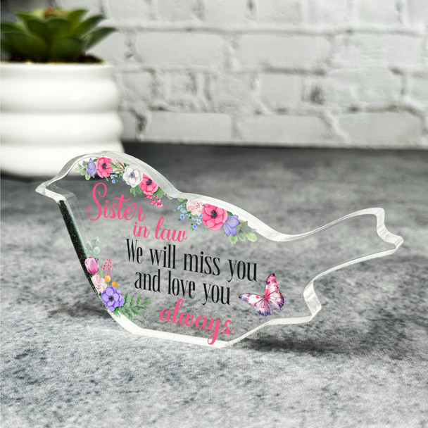 Sister-In-Law Pink Floral Robin Plaque Sympathy Gift Keepsake Memorial Gift