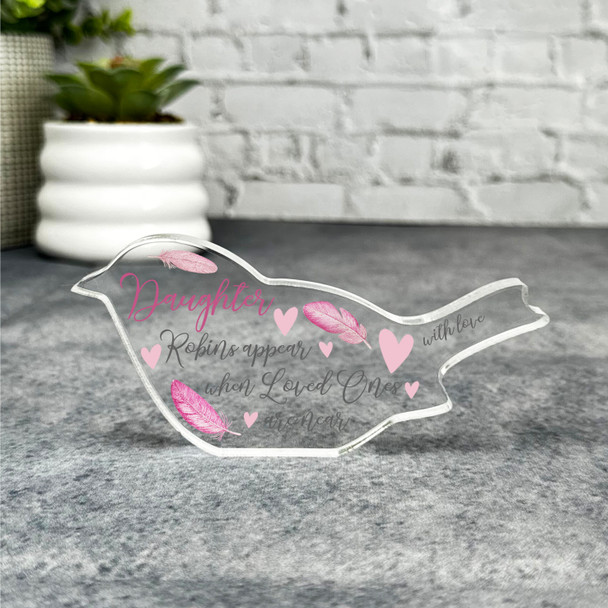 Daughter Appear Pink Feather Robin Plaque Sympathy Gift Keepsake Memorial Gift
