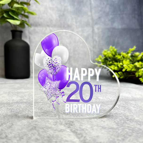 Custom Ornament Happy 20th Birthday Present Purple Heart Plaque Keepsake Gift