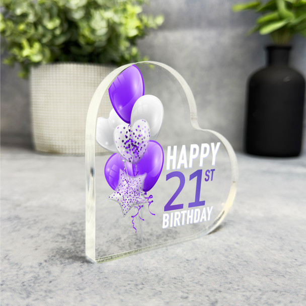 Custom Ornament Happy 21st Birthday Present Purple Heart Plaque Keepsake Gift