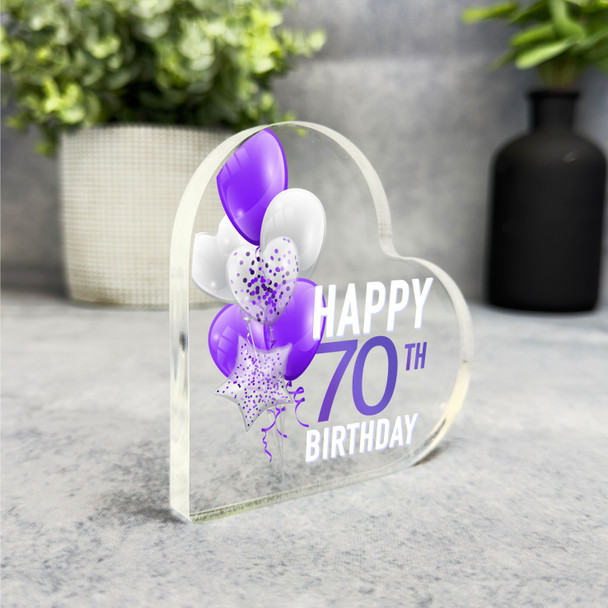 Custom Ornament Happy 70th Birthday Present Purple Heart Plaque Keepsake Gift