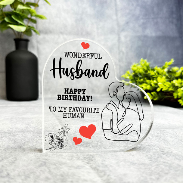 Husband Line Art Happy Birthday Present Heart Plaque Keepsake Gift