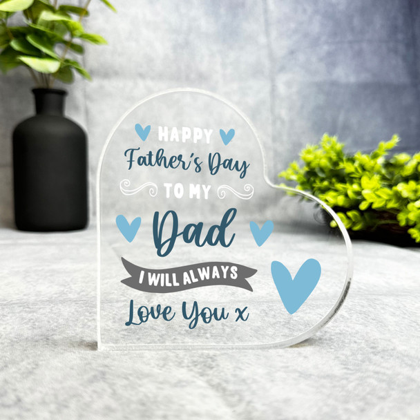 Dad Father's Day Present Love You Blue Star Heart Plaque Keepsake Gift