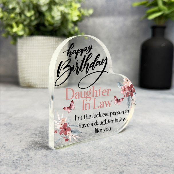 Daughter-In-Law Floral Happy Birthday Present Heart Plaque Keepsake Gift
