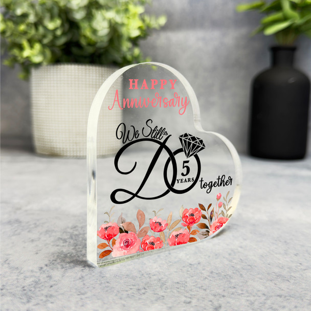 5 Years Together Happy 5th Wedding Anniversary Heart Plaque Keepsake Gift