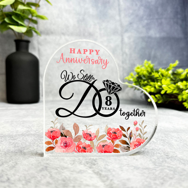 8 Years Together Happy 8th Wedding Anniversary Heart Plaque Keepsake Gift